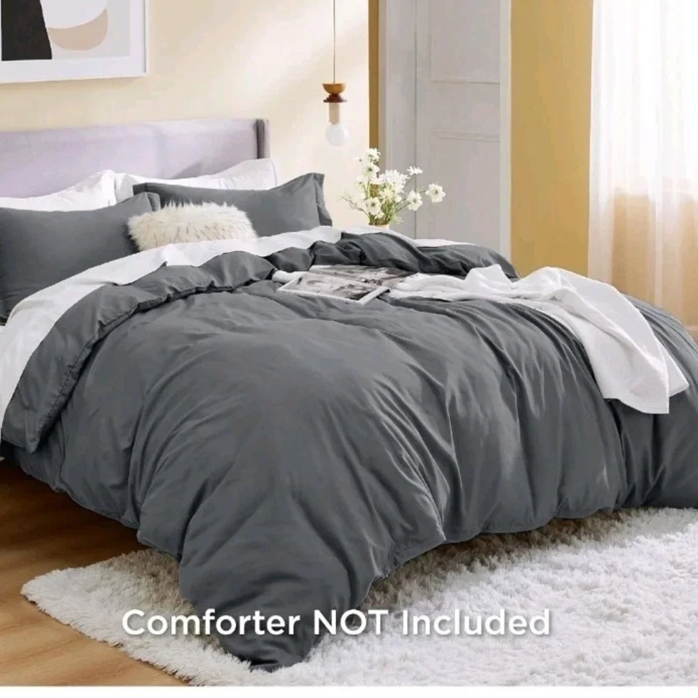 Bedsure Duvet Cover King Size -Soft Double Brushed Bedding 104x90 Gray Adults‎